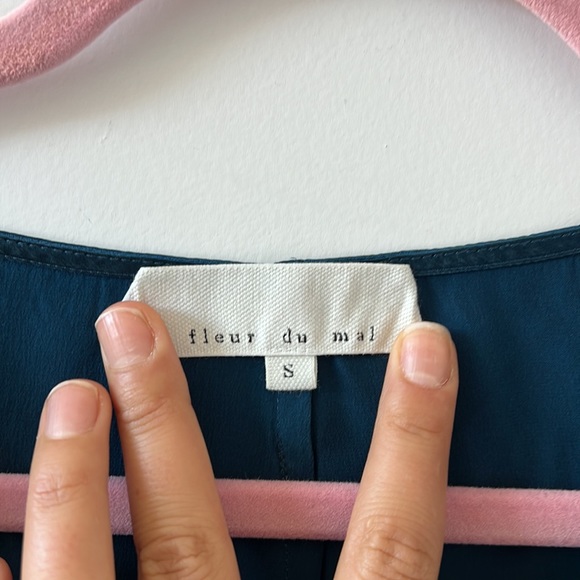 Fleur du Mal silk teal tank top - Picture 3 of 5